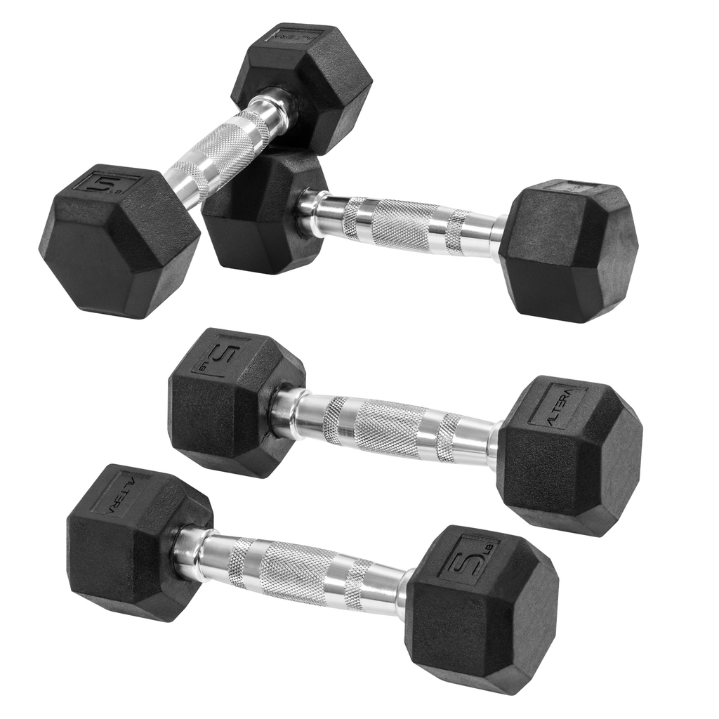 Kit 4 Mancuernas Hexagonales Acero Forro De Neopreno 5 Lbs