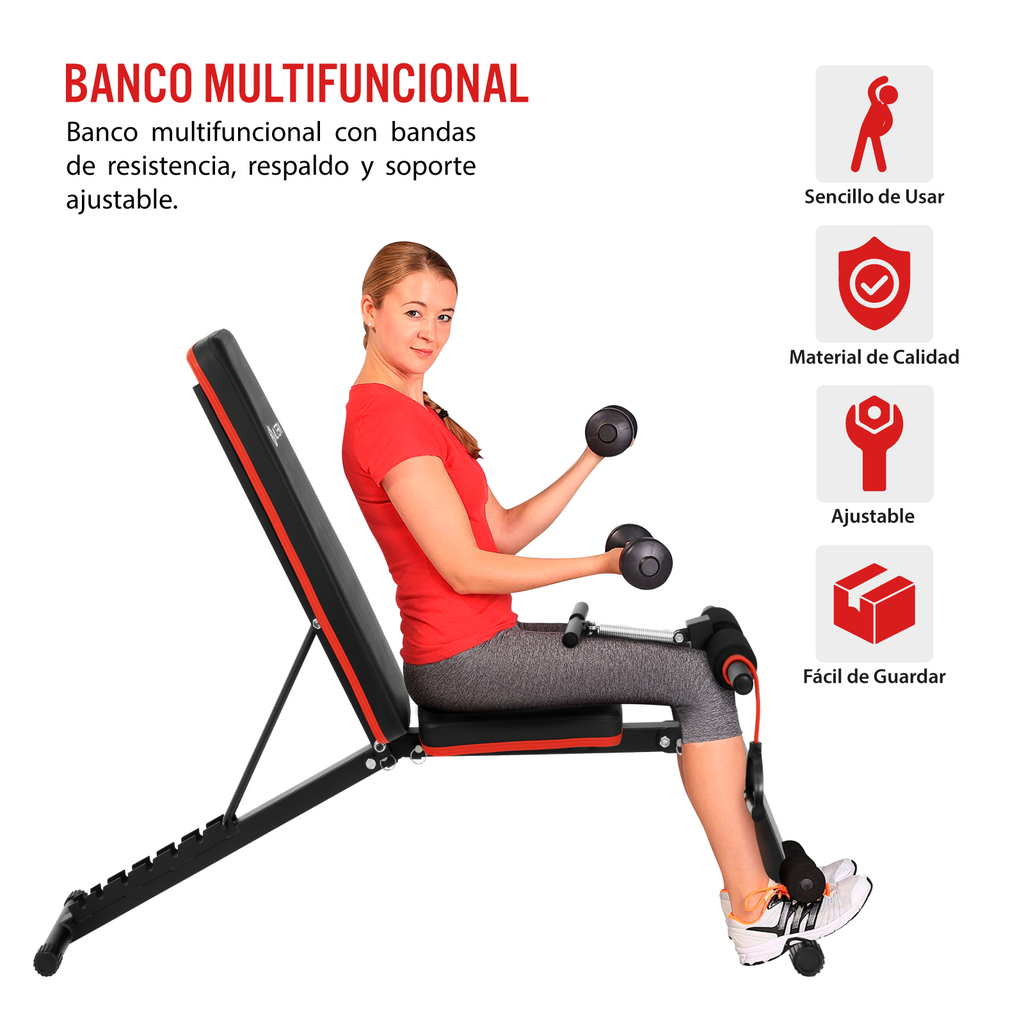 Banco Multiposiciones de Ejercicio con Ligas de Resistencia