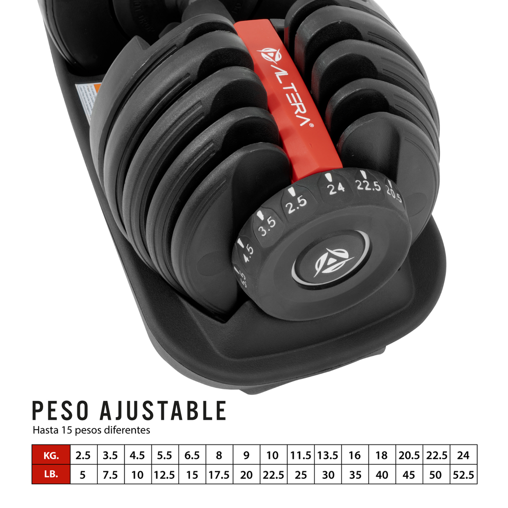 Pesa Mancuerna Ajustable Gym Diferentes Pesos 2.5 - 24 Kgs