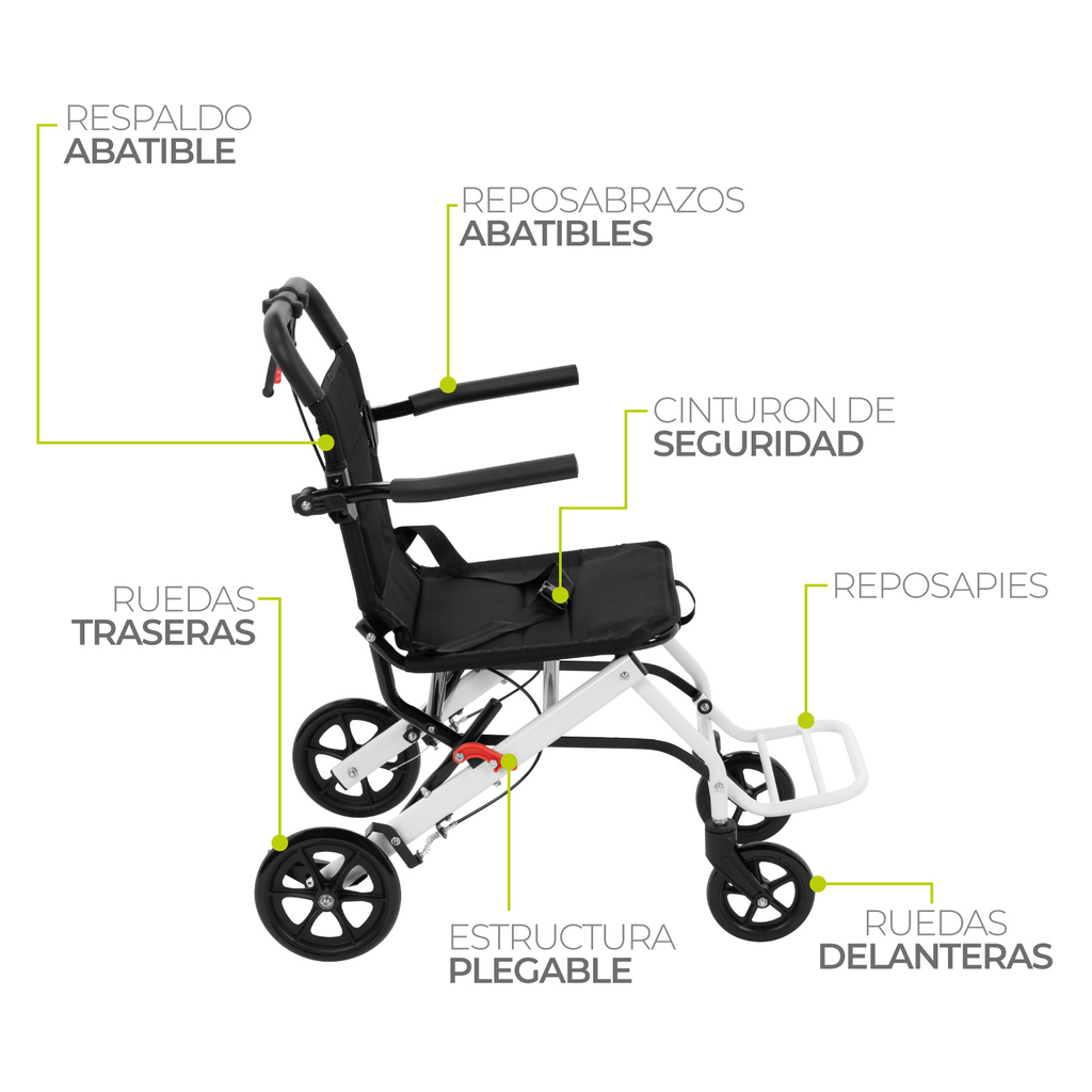 Silla De Ruedas Plegable Traslado Ligera Resistente Segura