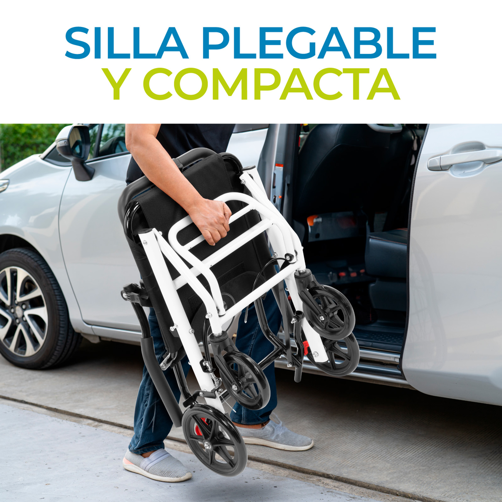 Silla De Ruedas Plegable Traslado Ligera Resistente Segura