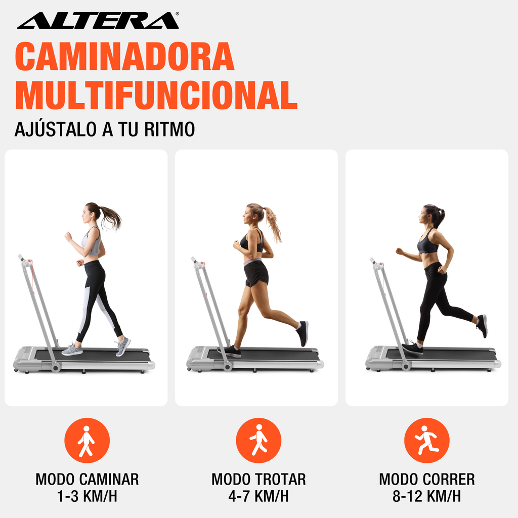 Caminadora Electrica Altera Modo 2 En 1 Control Fitness Gym