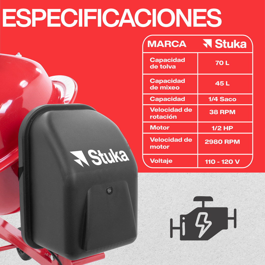 Stuka COUNTRYSIDE Revolvedora de concreto Negro/Rojo