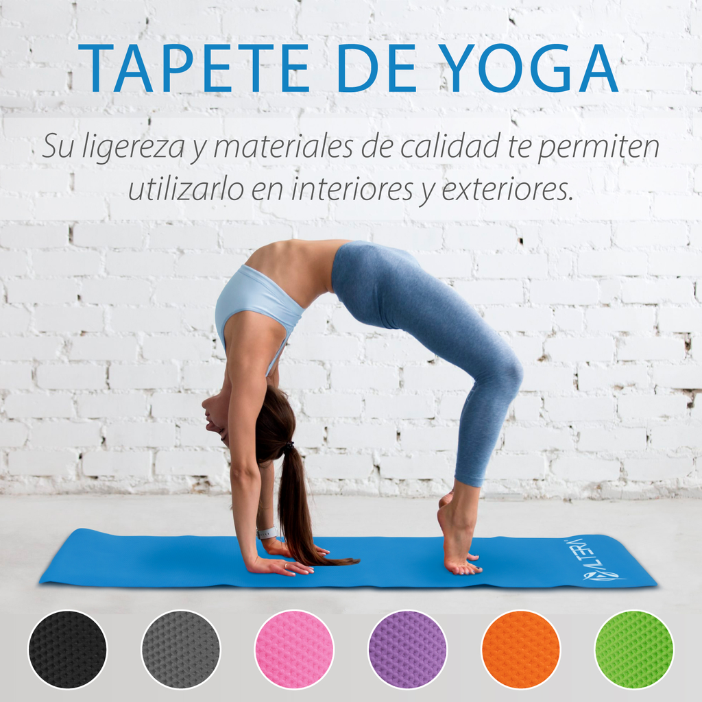 Tapete de Yoga Fitness Pilates Antiderrapante GYM 176 x 61cm