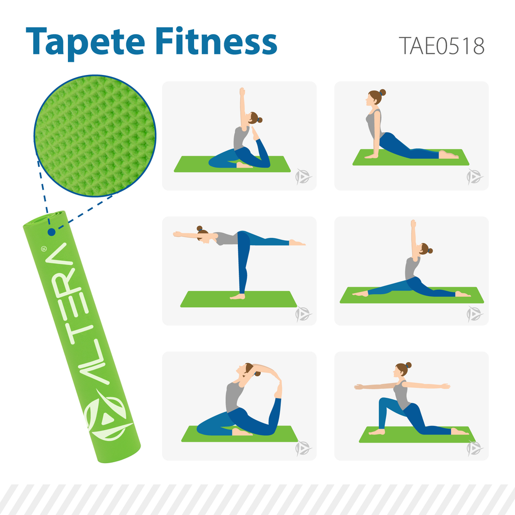 Tapete de Yoga Fitness Pilates Antiderrapante GYM 176 x 61cm