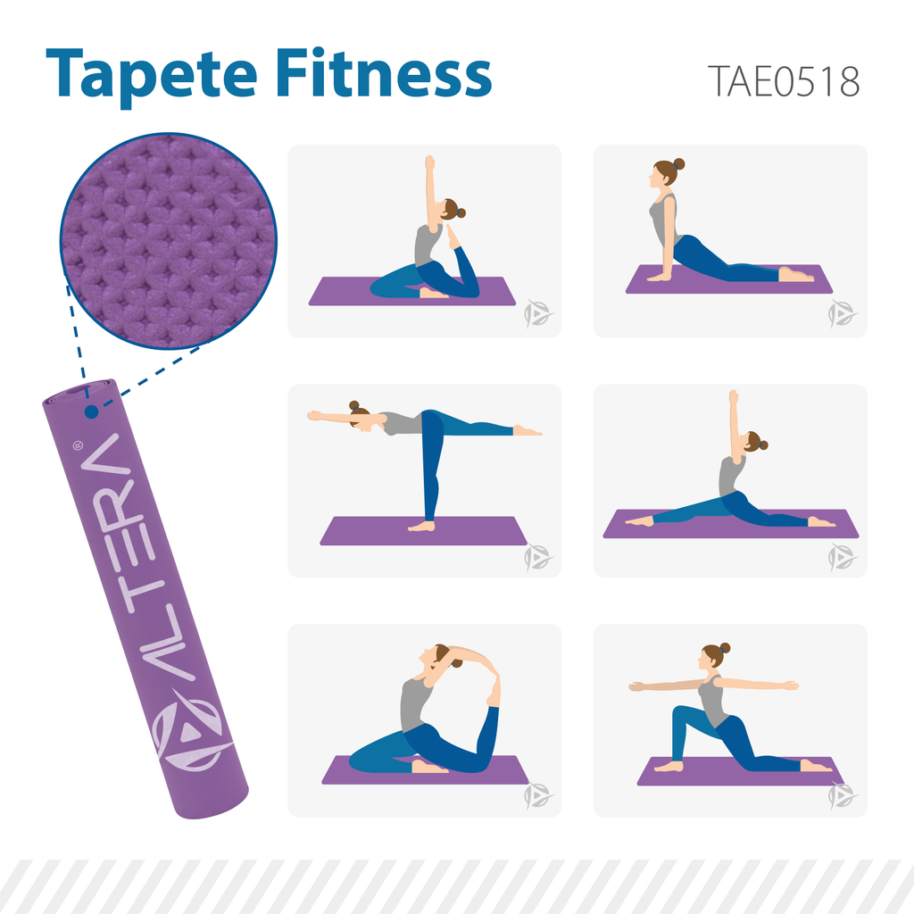 Tapete de Yoga Fitness Pilates Antiderrapante GYM 176 x 61cm