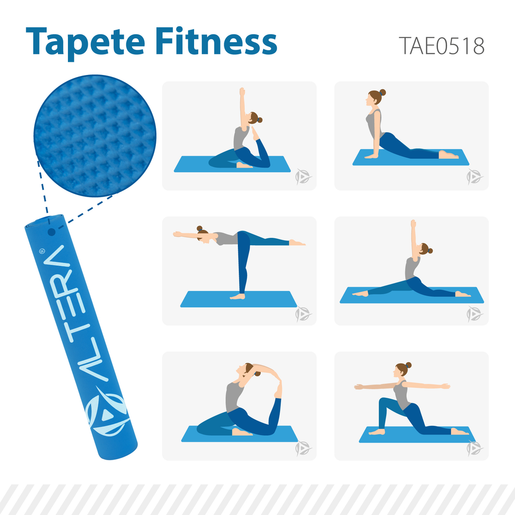 Tapete de Yoga Fitness Pilates Antiderrapante GYM 176 x 61cm