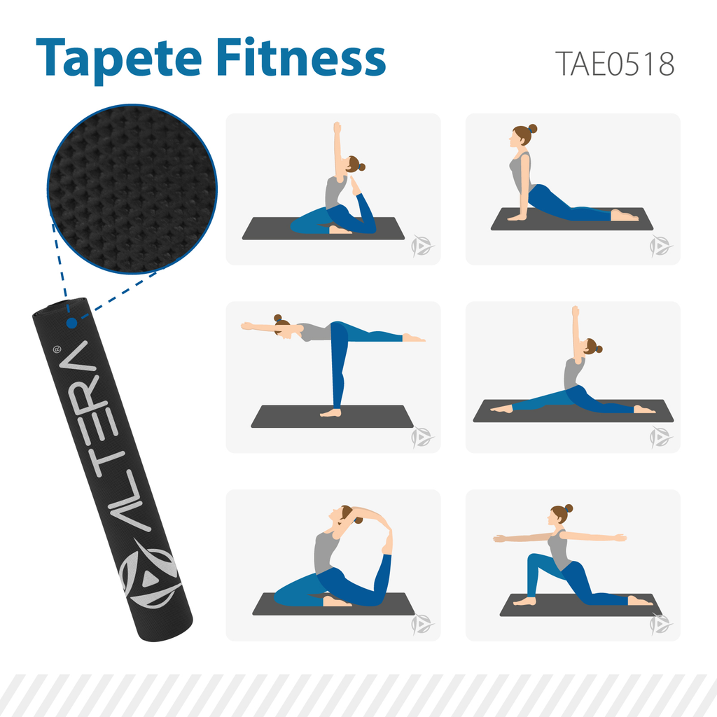 Tapete de Yoga Fitness Pilates Antiderrapante GYM 176 x 61cm