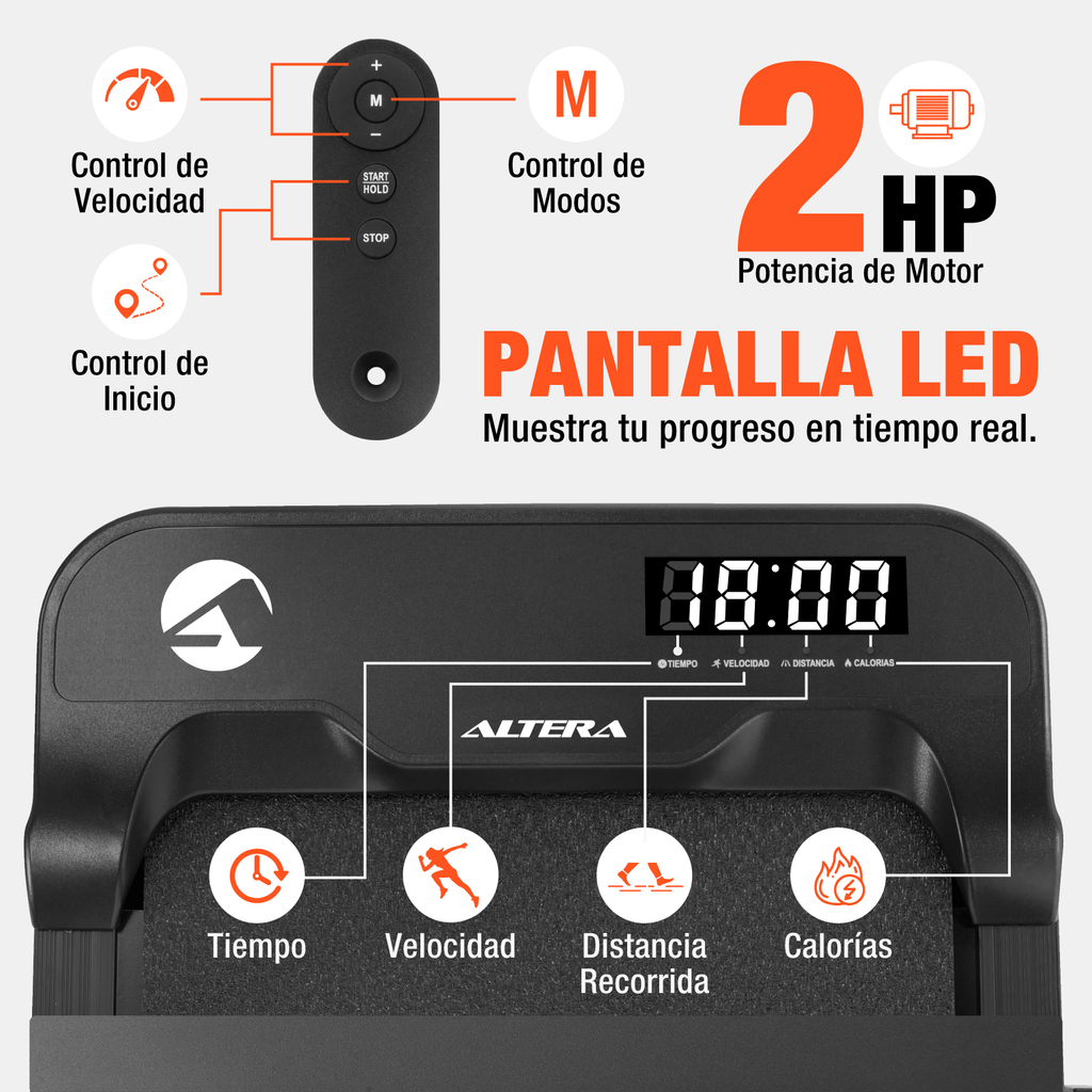 Altera HOMESTEP PLUS Caminadora tipo cinta eléctrica con agarradera