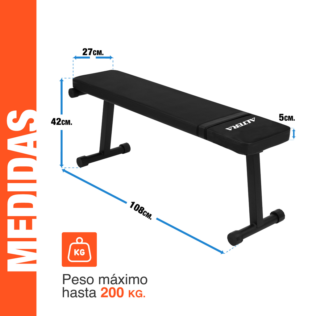 Banca Plana para Ejercicio Entrenamiento GYM Fitness en Casa
