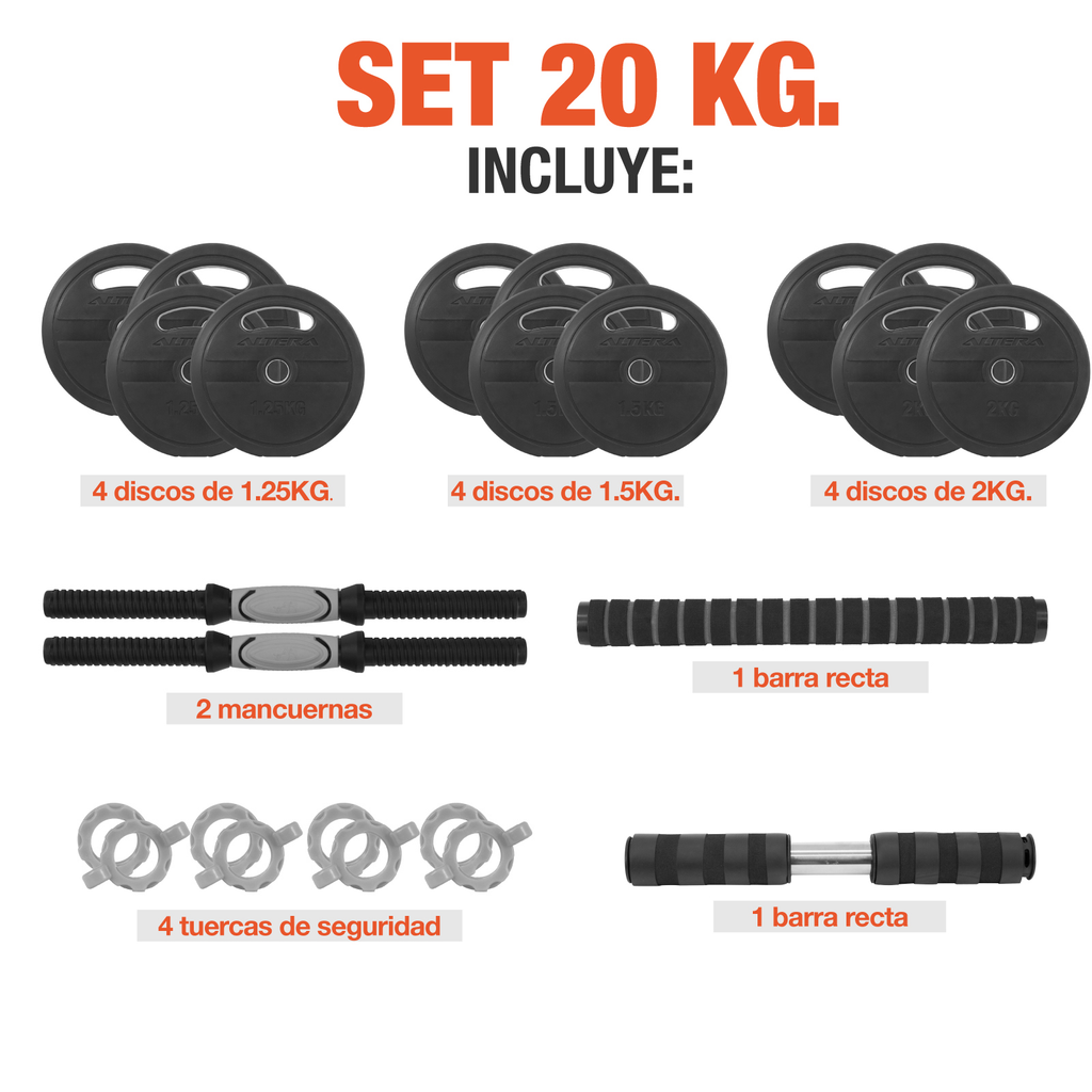 Set De Mancuernas 20 Kg Ajustables Para Ejercicio Gym Altera