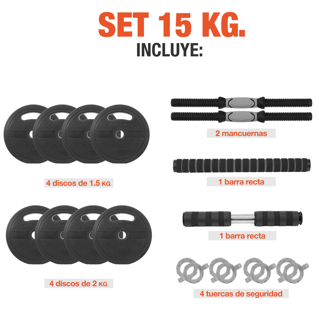 Set De Mancuernas Ajustables 15 Kg Para Ejercicio Gym Altera