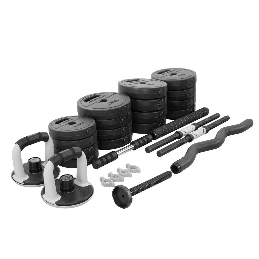 Set De Mancuernas Altera 40 Kg Pesas Kit Ejercicio Barra Z
