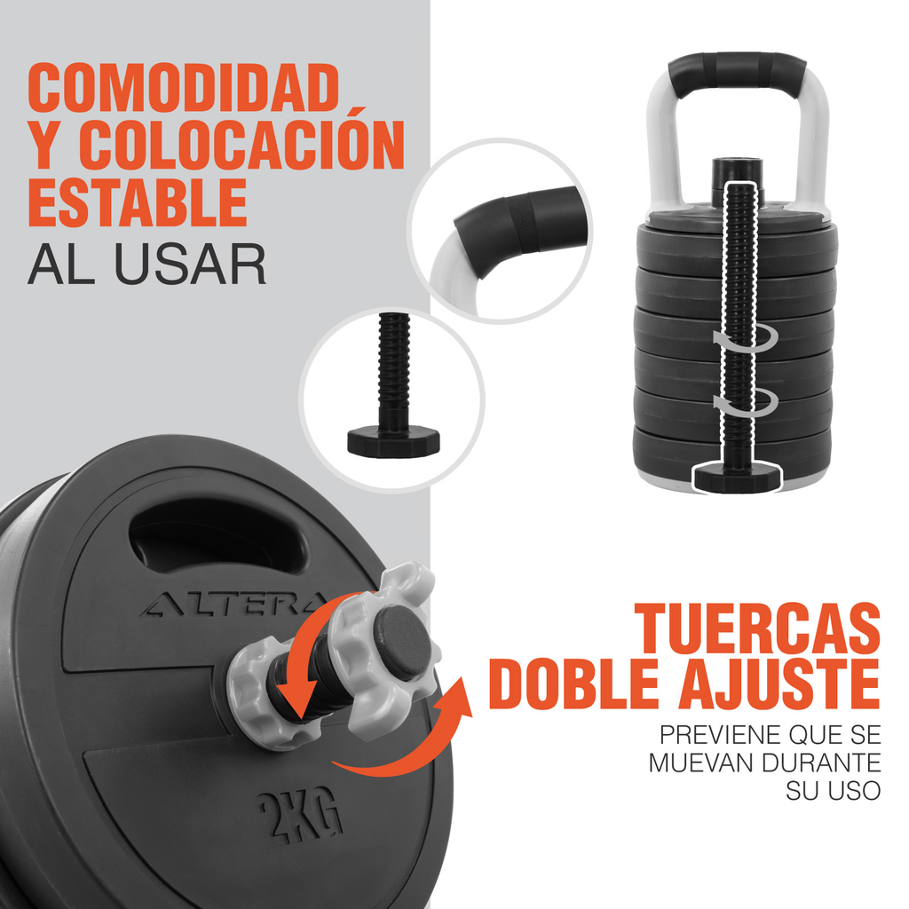 Mancuernas Ajustables 30 Kg Pesas Kit Altera Ejercicio Gym
