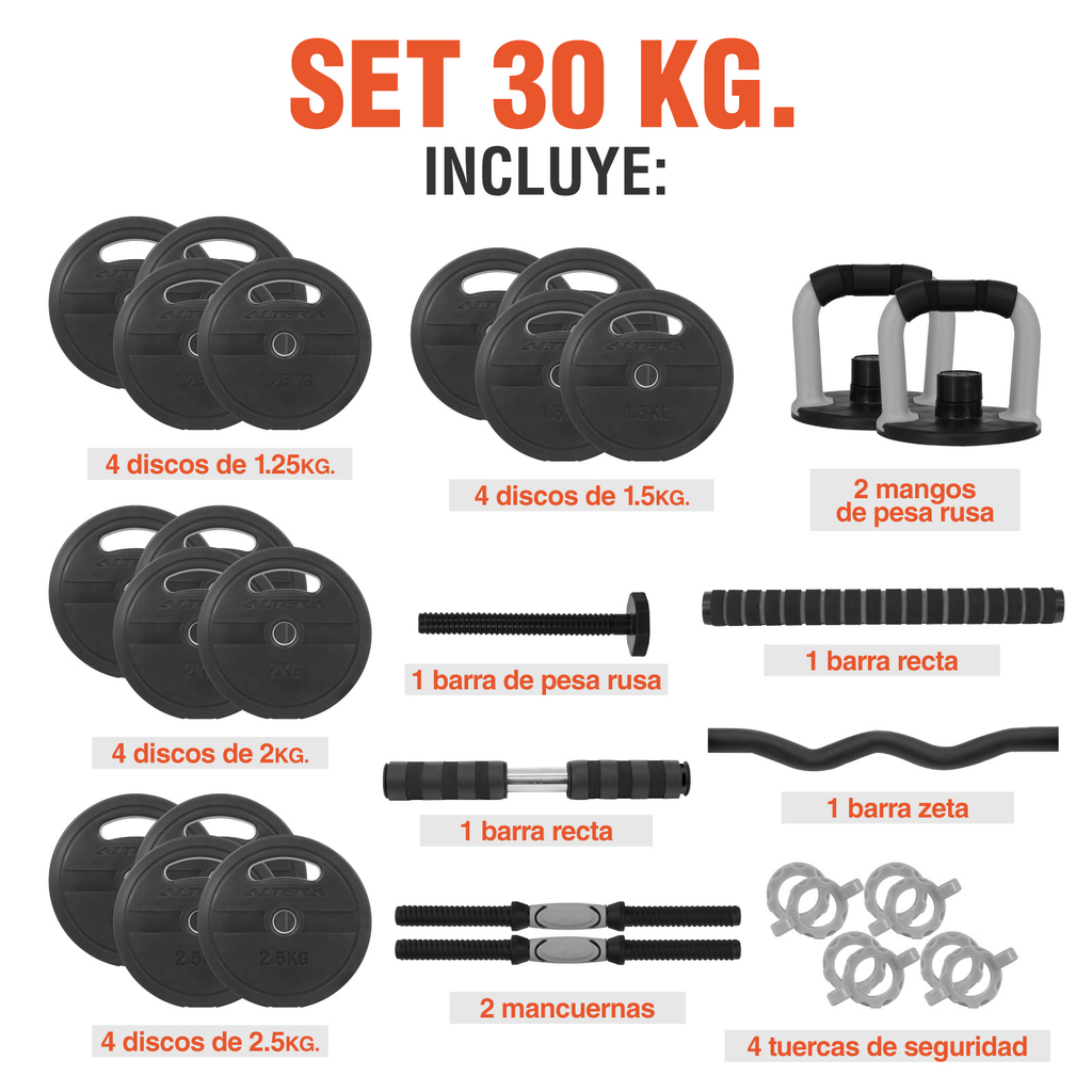Mancuernas Ajustables 30 Kg Pesas Kit Altera Ejercicio Gym