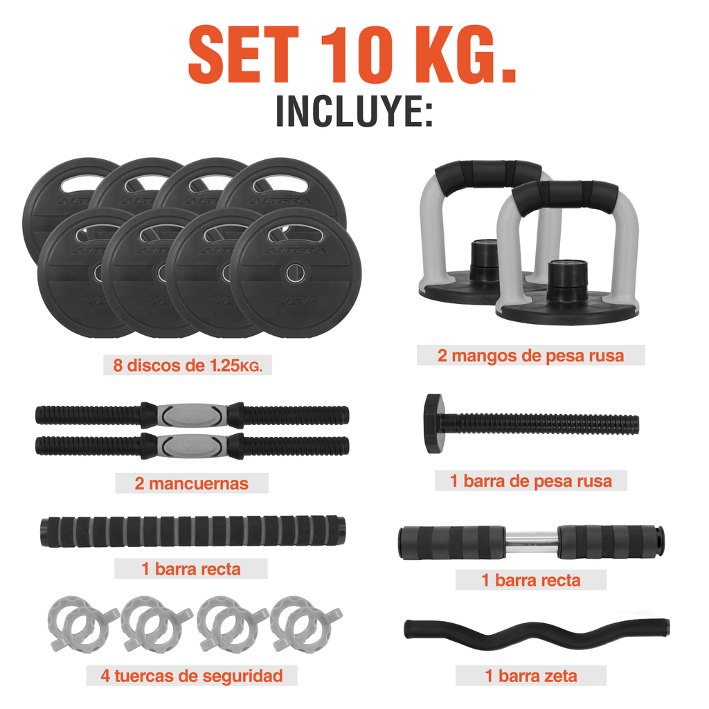 Mancuernas Ajustables Set 10 Kg Altera Para Ejercicio Gym