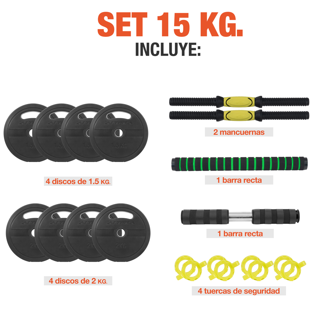 Set De Mancuernas Ajustables 15 Kg Para Ejercicio Gym Altera