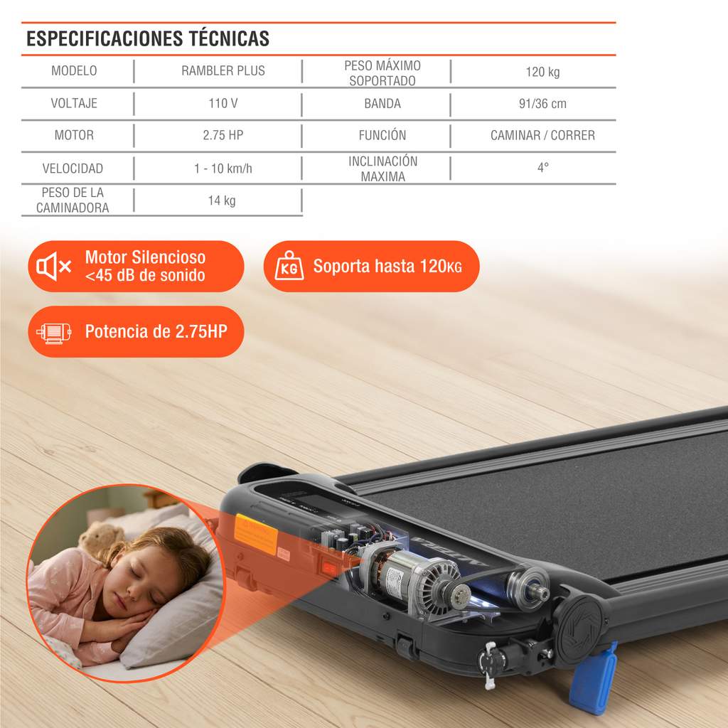 Caminadora Electrica Plegable Vibracion Inclinacion Altera