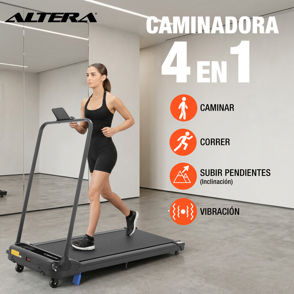 Caminadora Electrica Plegable Vibracion Inclinacion Altera
