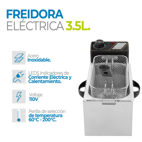Freidora Electrica Onof Profesional Acero Inoxidable 3.5 L