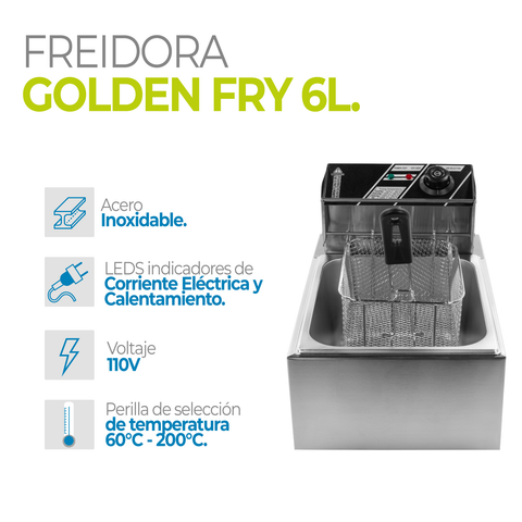 Freidora Electrica De Aceite 6l Acero Inoxidable Profesional