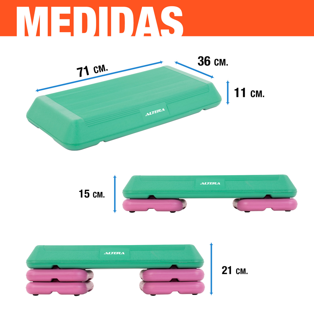 Step Banco Para Ejercicio Altera Fitness Aerobics 3 Alturas