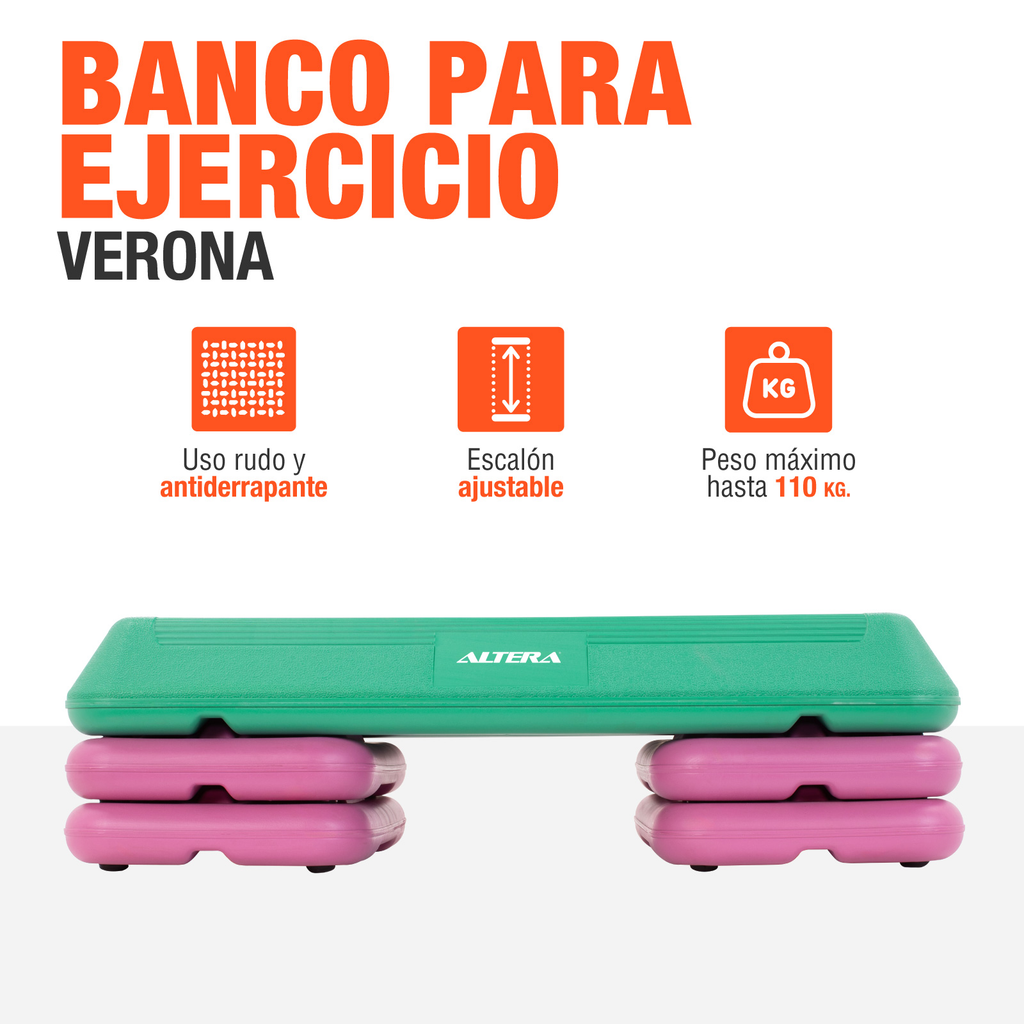 Step Banco Para Ejercicio Altera Fitness Aerobics 3 Alturas