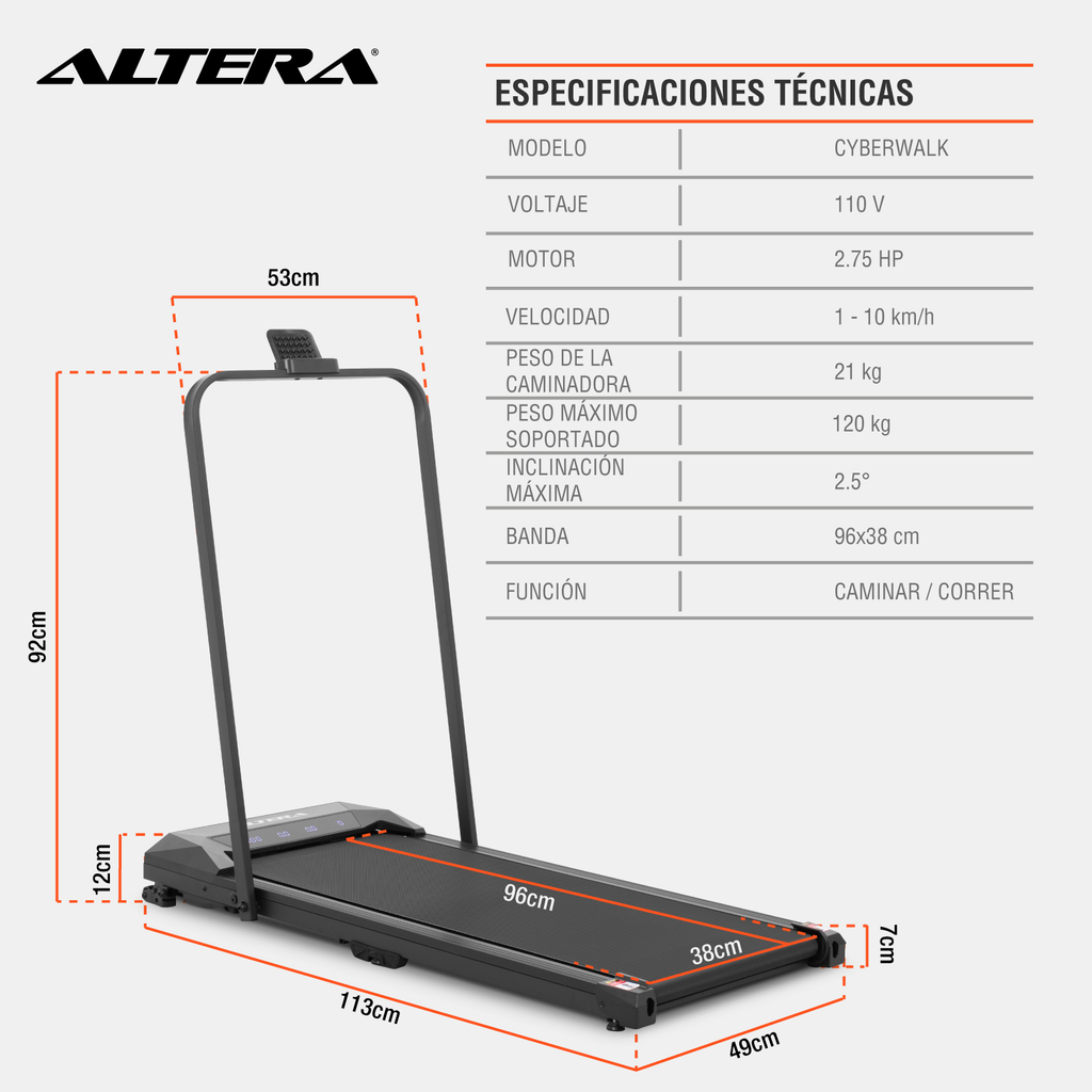 Caminadora Electrica Plegable Walking Pad Altera Elevacion