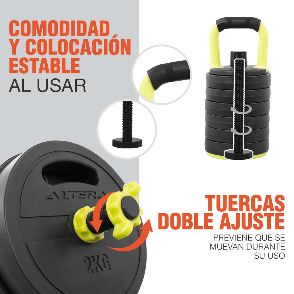 Set De Mancuernas Ajustables 15kg Altera Pesas Gym Ejercicio