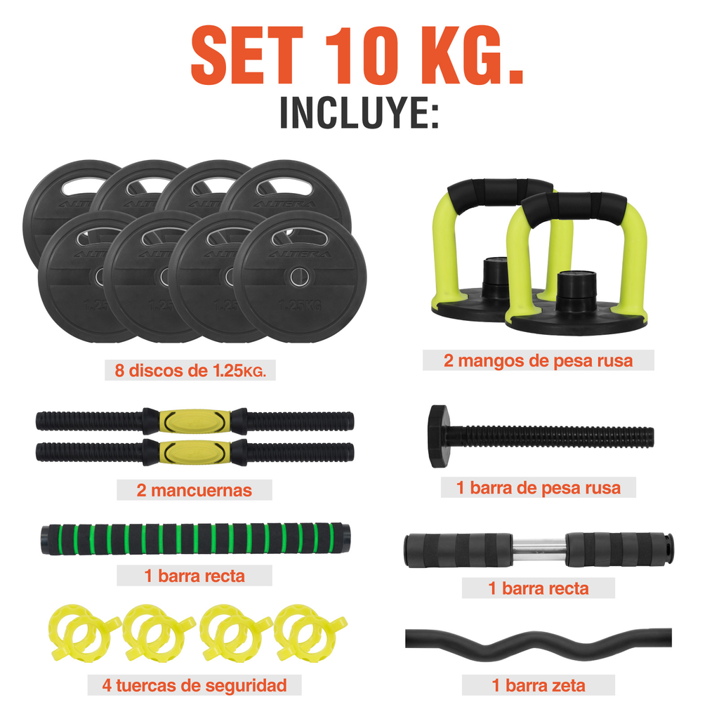 Mancuernas Ajustables Set 10 Kg Altera Para Ejercicio Gym