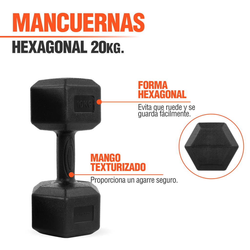 Mancuernas 10 Kg Hexagonales 2pz Pesas Altera Entrenamiento