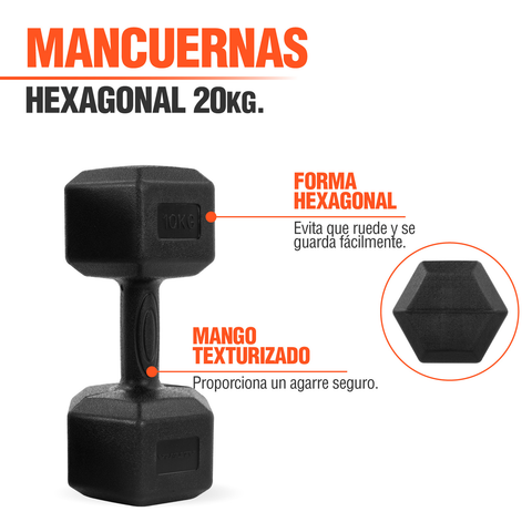 Mancuernas 10 Kg Hexagonales 2pz Pesas Altera Entrenamiento