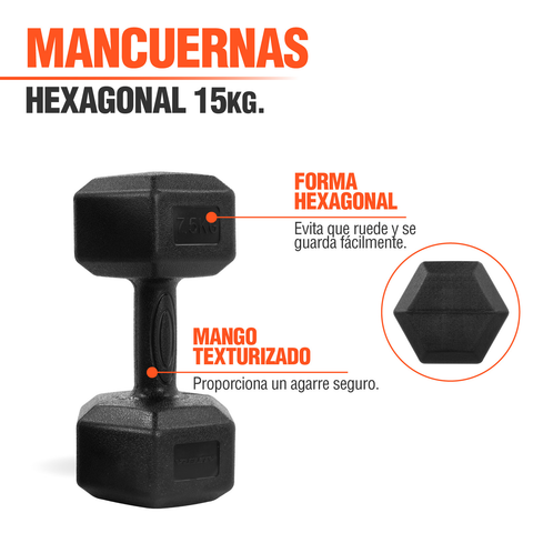 Mancuernas 7.5 Kg Pesas Hexagonales 2pz Altera Entrenamiento