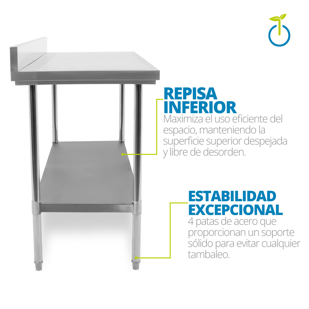 Mesa A Pared De Trabajo Onof 95x150x60 Acero Inoxidable 100%