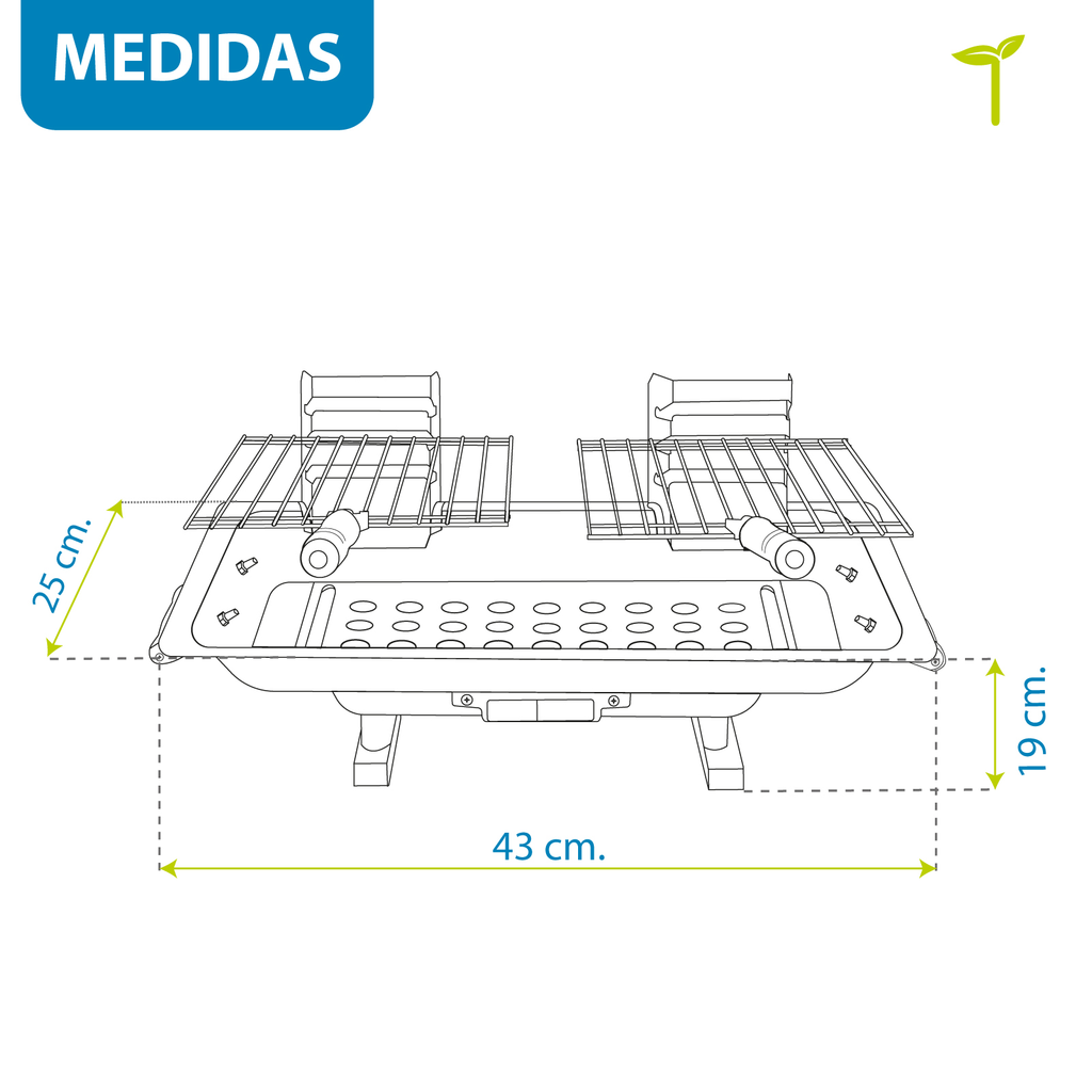 Mini Asador Portatil Agarraderas Campo Parrilla Aire Libre