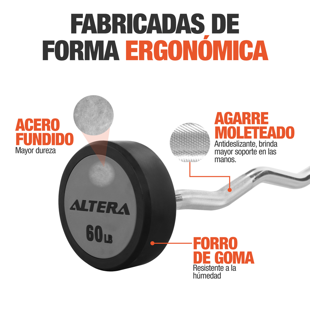 Barra Z Peso Fijo 60 Lb Integrado Acero Gimnasio Crossfit