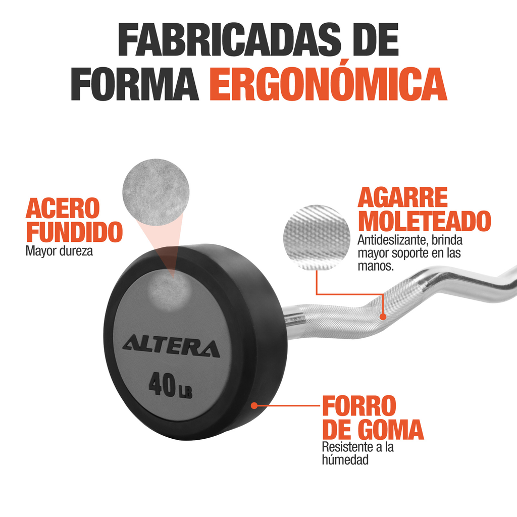 Barra Z Peso Fijo 40 Lb Integrado Acero Gimnasio Crossfit