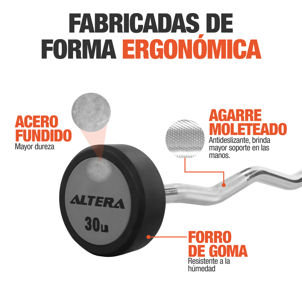 Barra Z Peso Fijo 30 Lb Integrado Acero Gimnasio Crossfit
