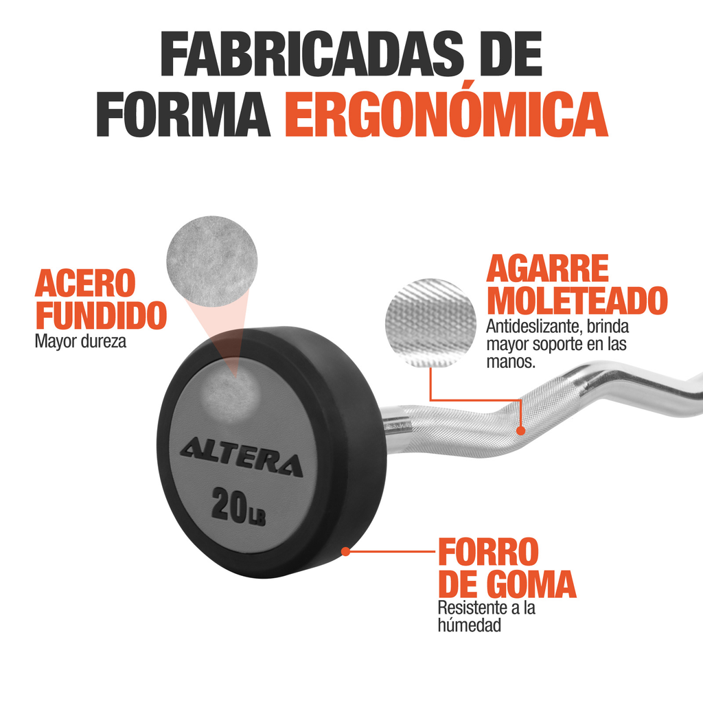Barra Z Peso Fijo 20 Lb Integrado Acero Gimnasio Crossfit