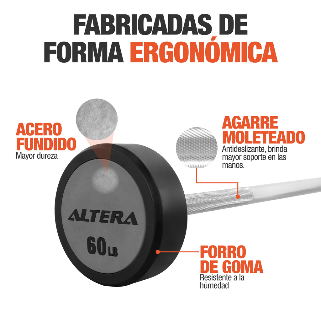 Barra Recta Peso Integrado Gym Crossfit 60lbs Fijo