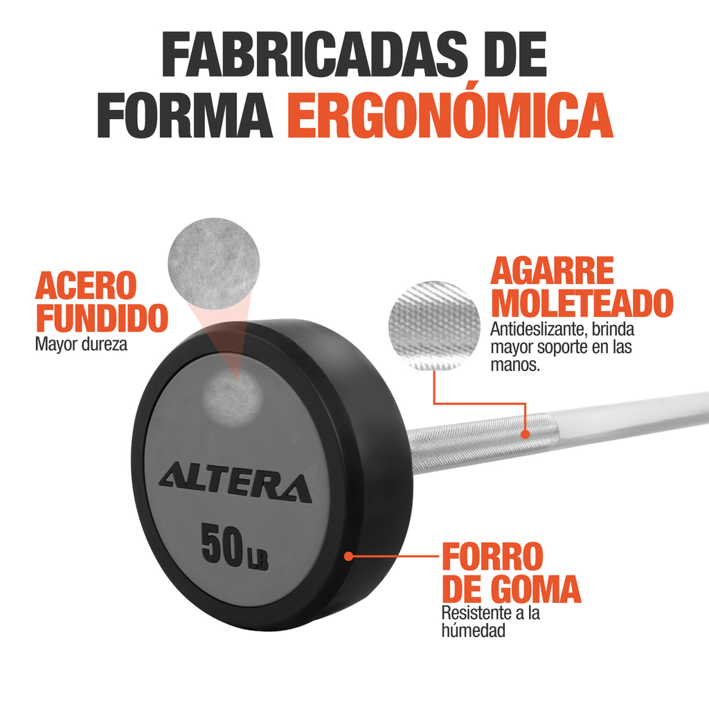 Barra Recta Peso Integrado Gym Crossfit 50lbs Fijo