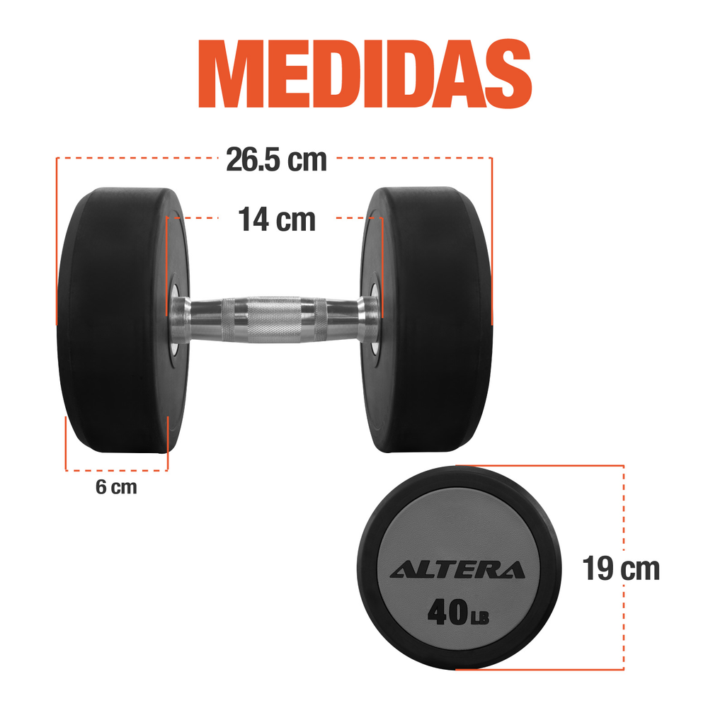 Mancuernas 40 Lbs Altera Pesas Redondas Gimnasio Profesional