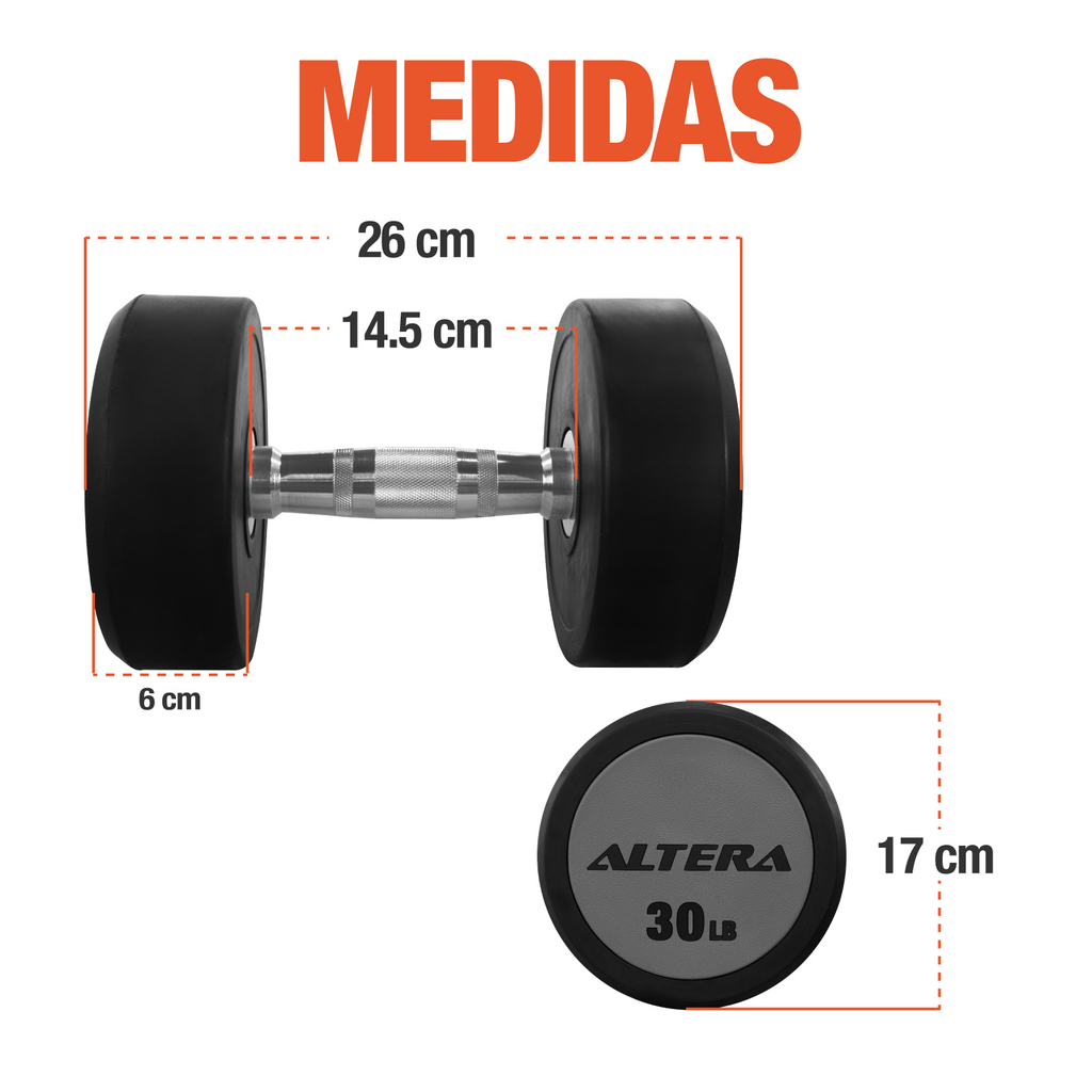 Mancuernas 30 Lbs Altera Pesas Redondas Gimnasio Profesional