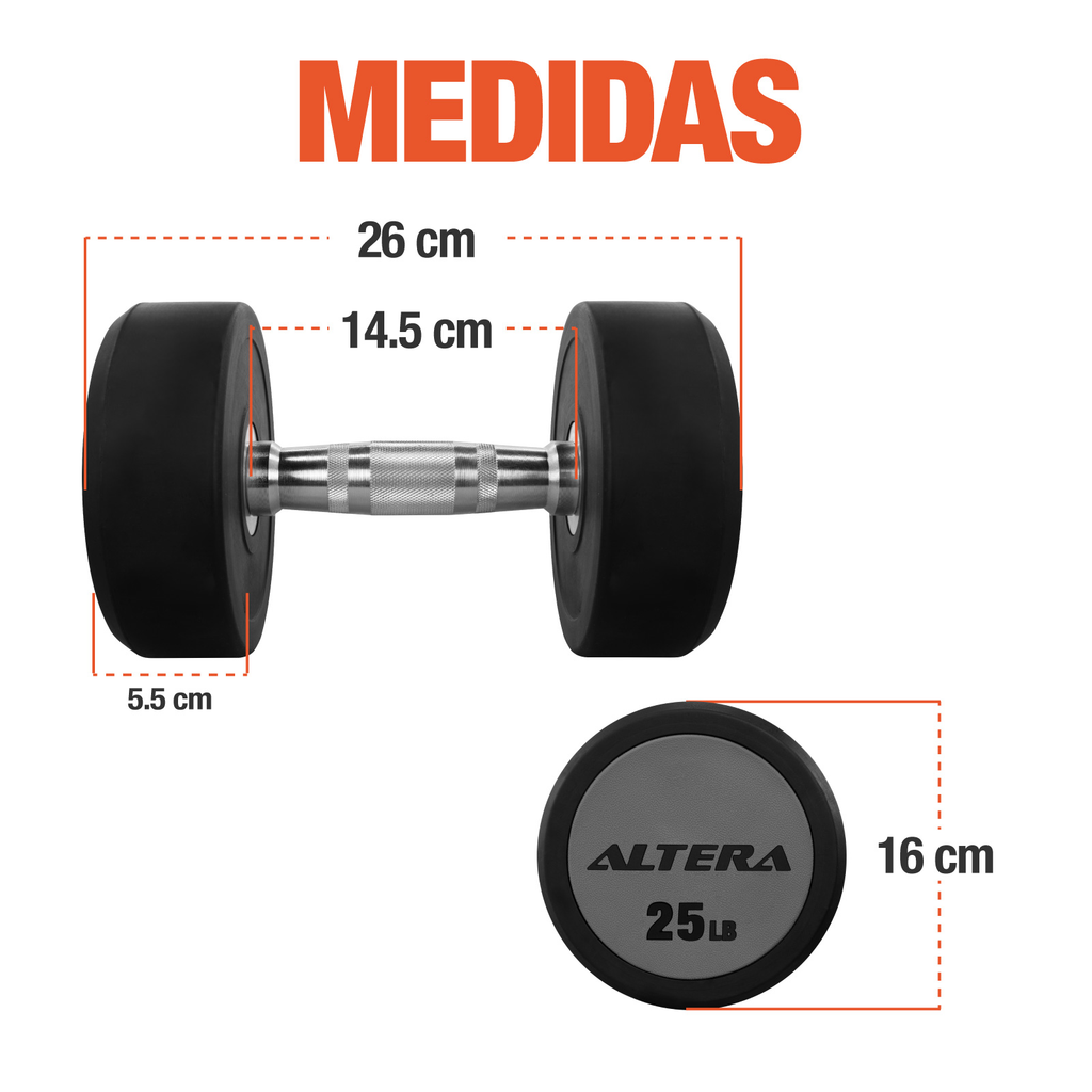 Mancuernas 25 Lbs Altera Pesas Redondas Gimnasio Profesional