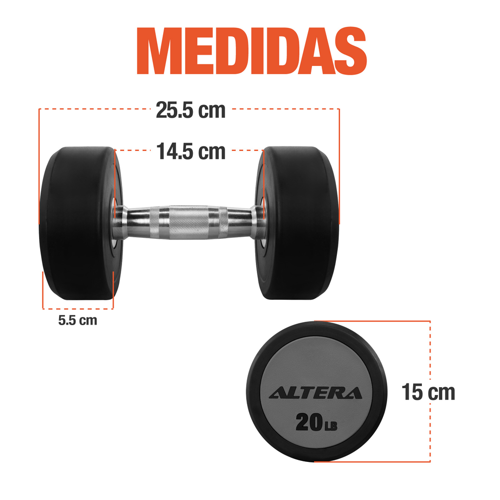 Mancuernas 20 Lbs Altera Pesas Redondas Gimnasio Profesional