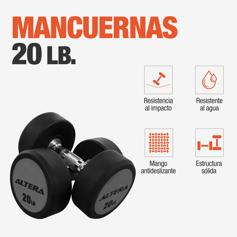 Mancuernas 20 Lbs Altera Pesas Redondas Gimnasio Profesional