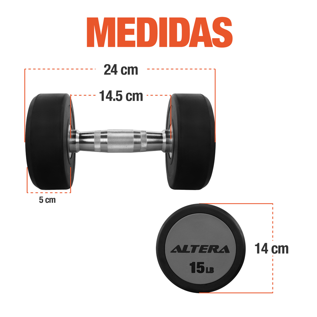 Mancuernas 15 Lbs Altera Pesas Redondas Gimnasio Profesional