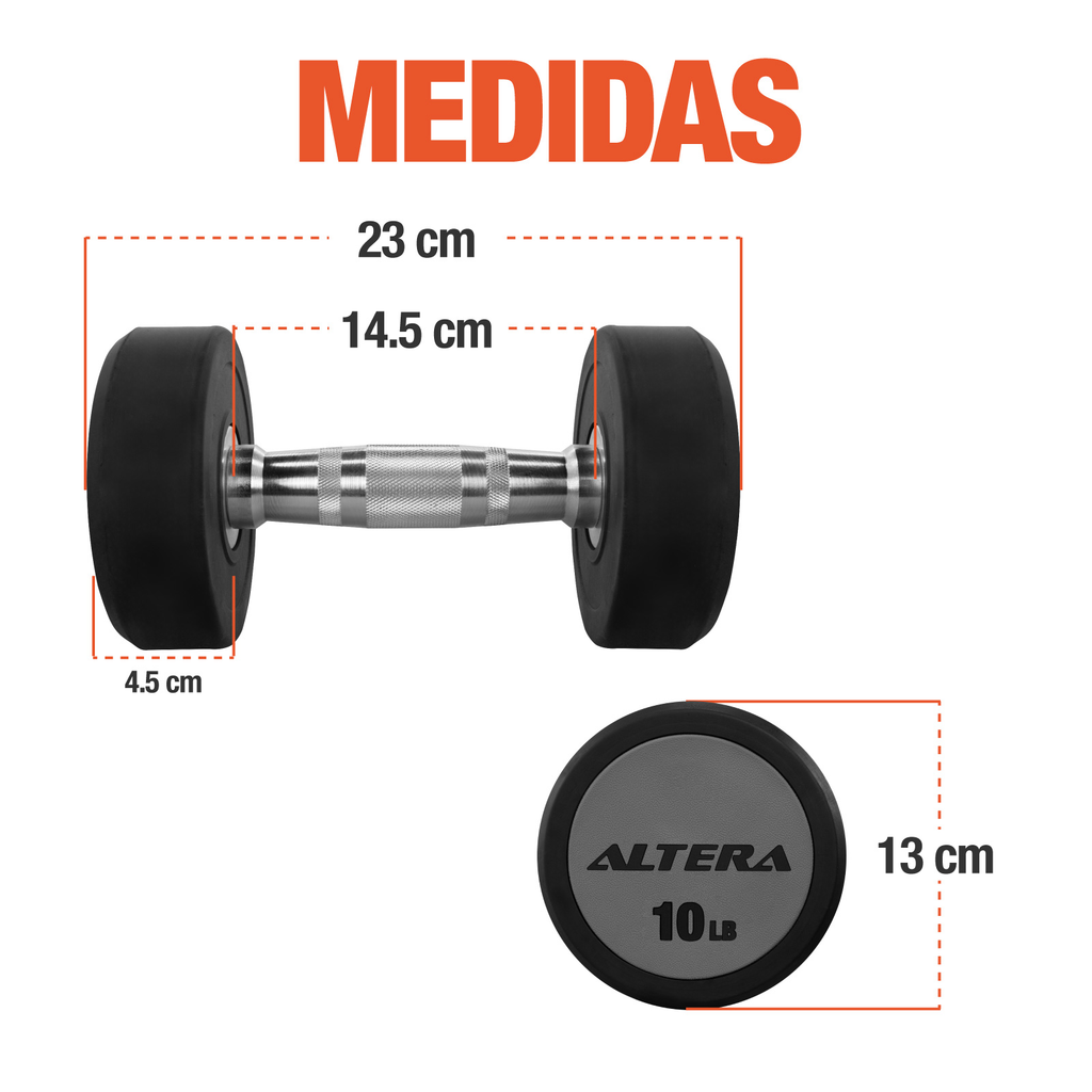 Mancuernas 10 Lbs Altera Pesas Redondas Gimnasio Profesional