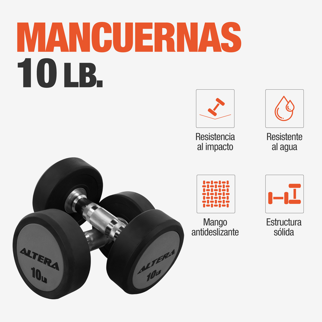 Mancuernas 10 Lbs Altera Pesas Redondas Gimnasio Profesional