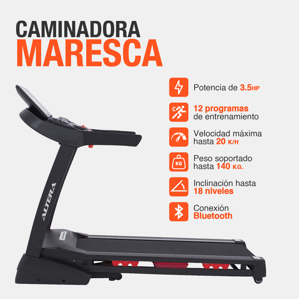 Caminadora Electrica Altera 3.5hp Plegable 12 Programas 20km